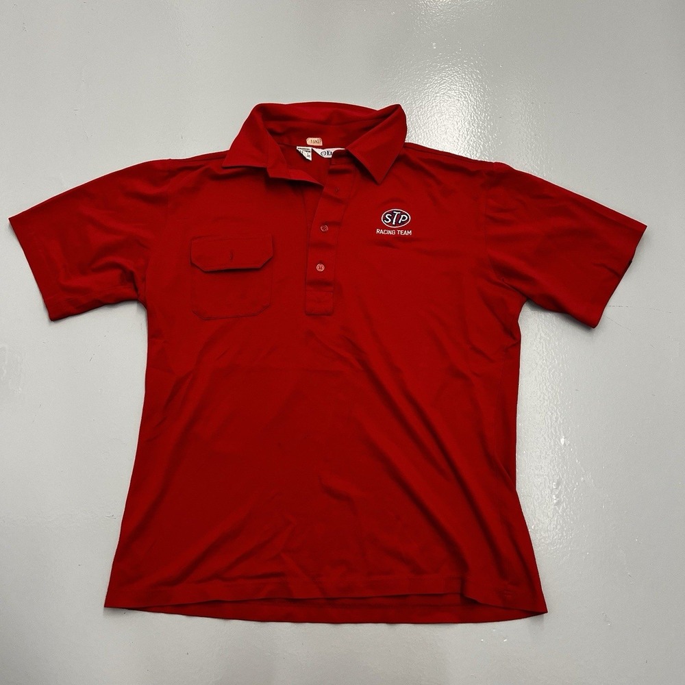Etonic STP Racing Team Polo Shirt Mens XL Red Vintage Short Sleeve Pocket